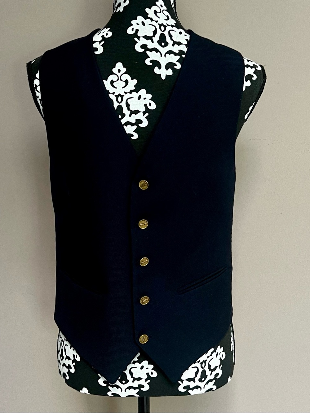 YVES SAINT LAURENT 70s Vintage Unisex Navy Blue Wool Waistcoat Vest